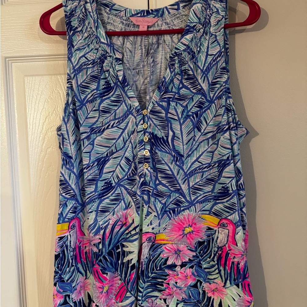 Lilly Pulitzer Blue and Pink Tropical Top